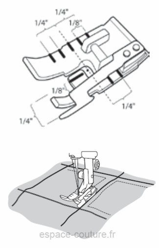 Pied avec piqure 1/4 inch guide bord droit HUSQVARNA VIKING