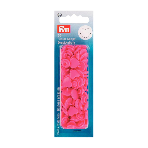 Boutons pression color snaps coeur Fuschia