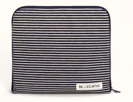 Pochette tout en un denim et rayures