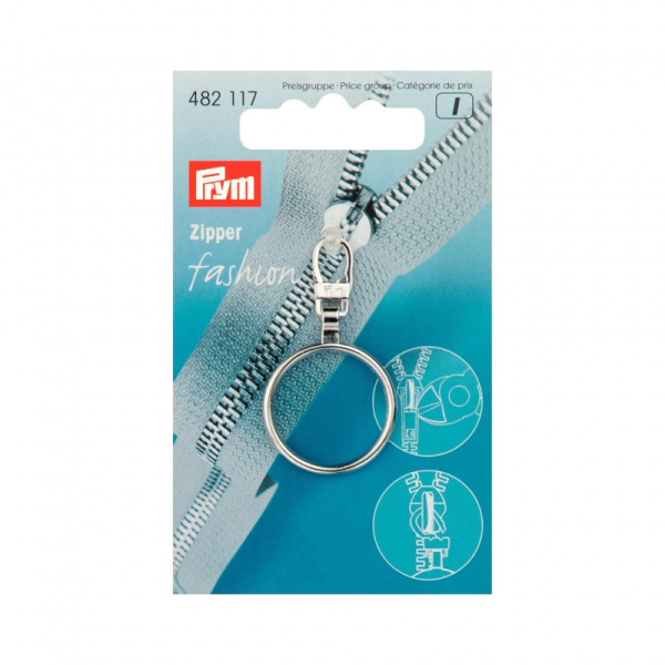 482117 Tirette zip argent rond