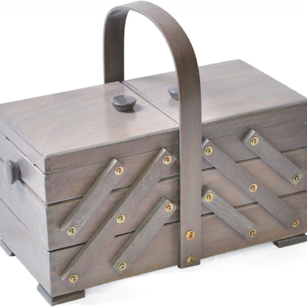 Travailleuse en bois gris antique - Petit modèle