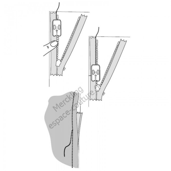 Pied pour fermeture à glissière invisible réf 412687045 Husqvarna