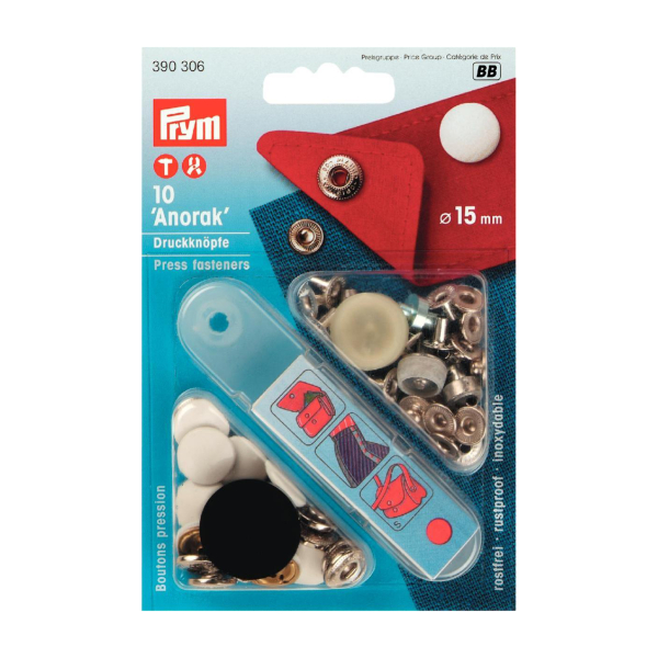 Boutons pression 15mm Anorak   Outil Blanc