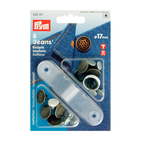 Bouton jean 17mm Fleur laiton