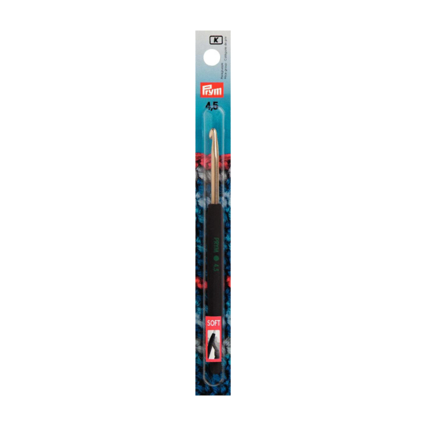 Crochet aluminium avec manche souple pour laine 15cm