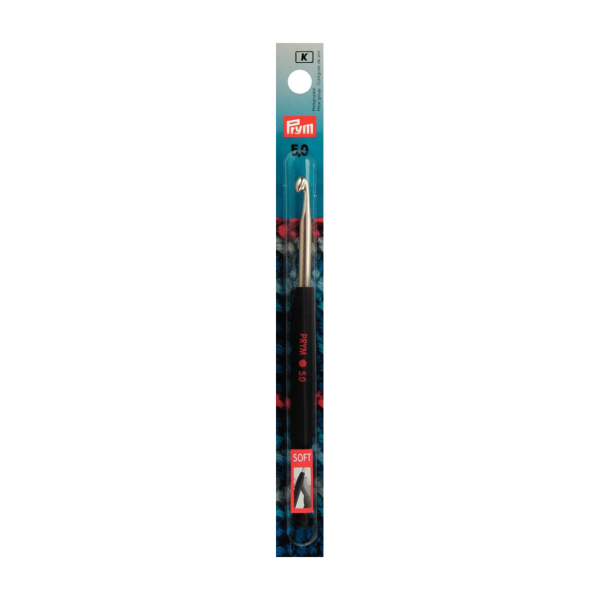 Crochet aluminium avec manche souple pour laine 15cm