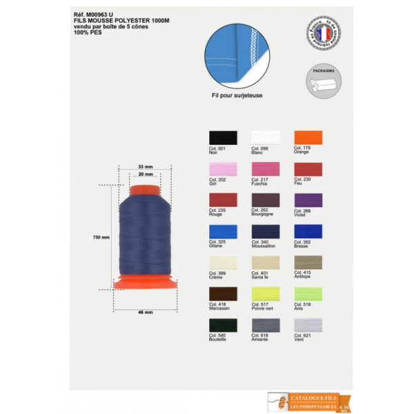 Fils mousse Polyester 1000m